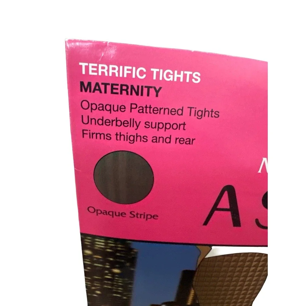 NWT Marvelous Mama Assets Maternity Terrific Tights Opaque Stripe Sz 4 Black